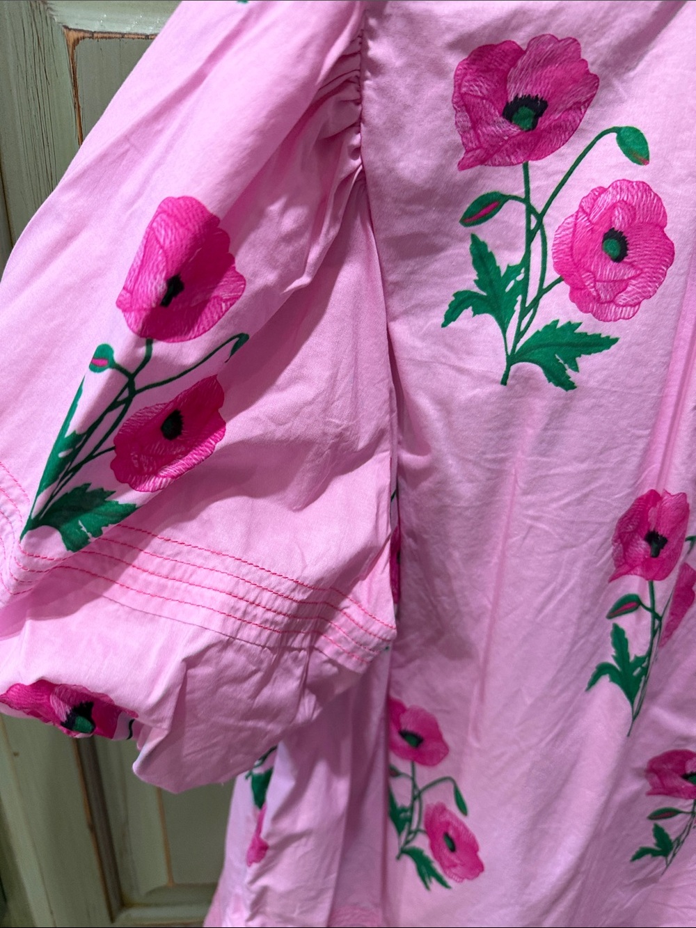 entro Pink Floral Puff-Sleeve Peasant Blouse - Picture 6 of 7
